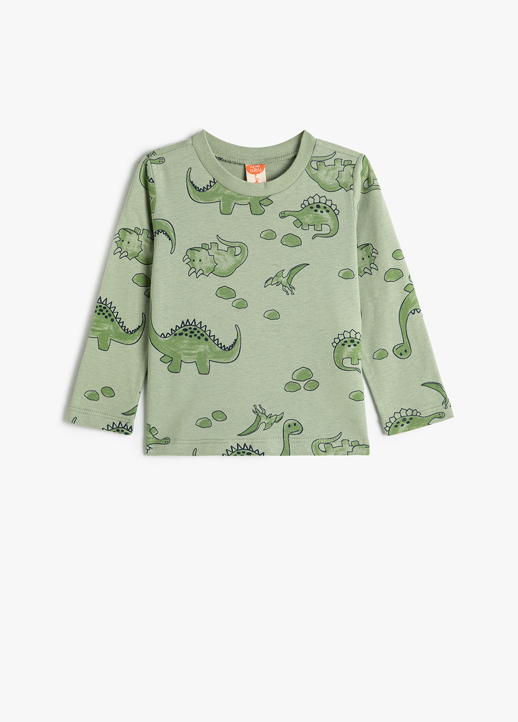 Светло-зеленый демисезонный кэжуал лонгслив KOTON динозавр