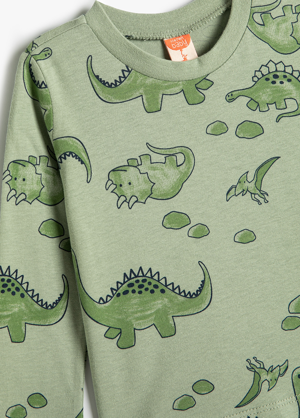 Светло-зеленый демисезонный кэжуал лонгслив KOTON динозавр