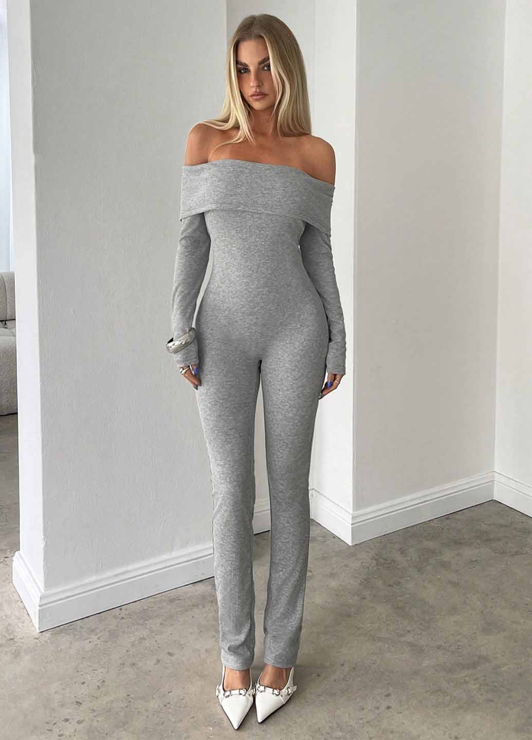 Комбінезон SHEIN комбінезон-брюки меланж сірий кежуал поліестер