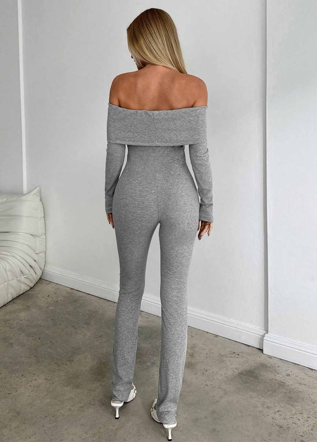 Комбінезон SHEIN комбінезон-брюки меланж сірий кежуал поліестер