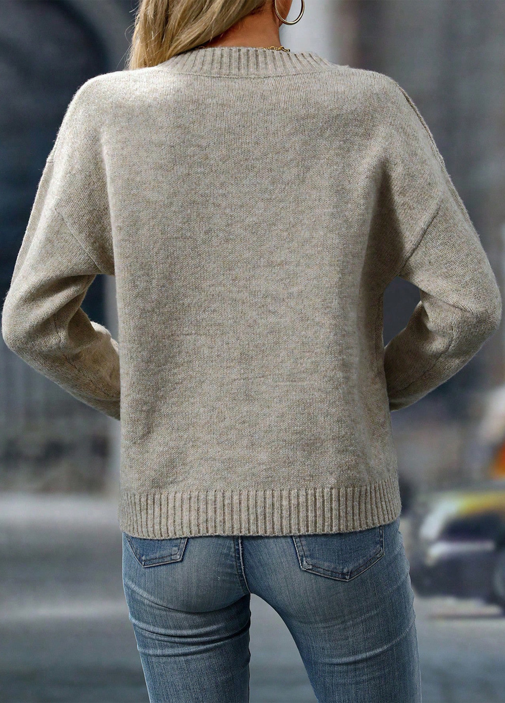 Бежевый демисезонный пуловер пуловер SHEIN