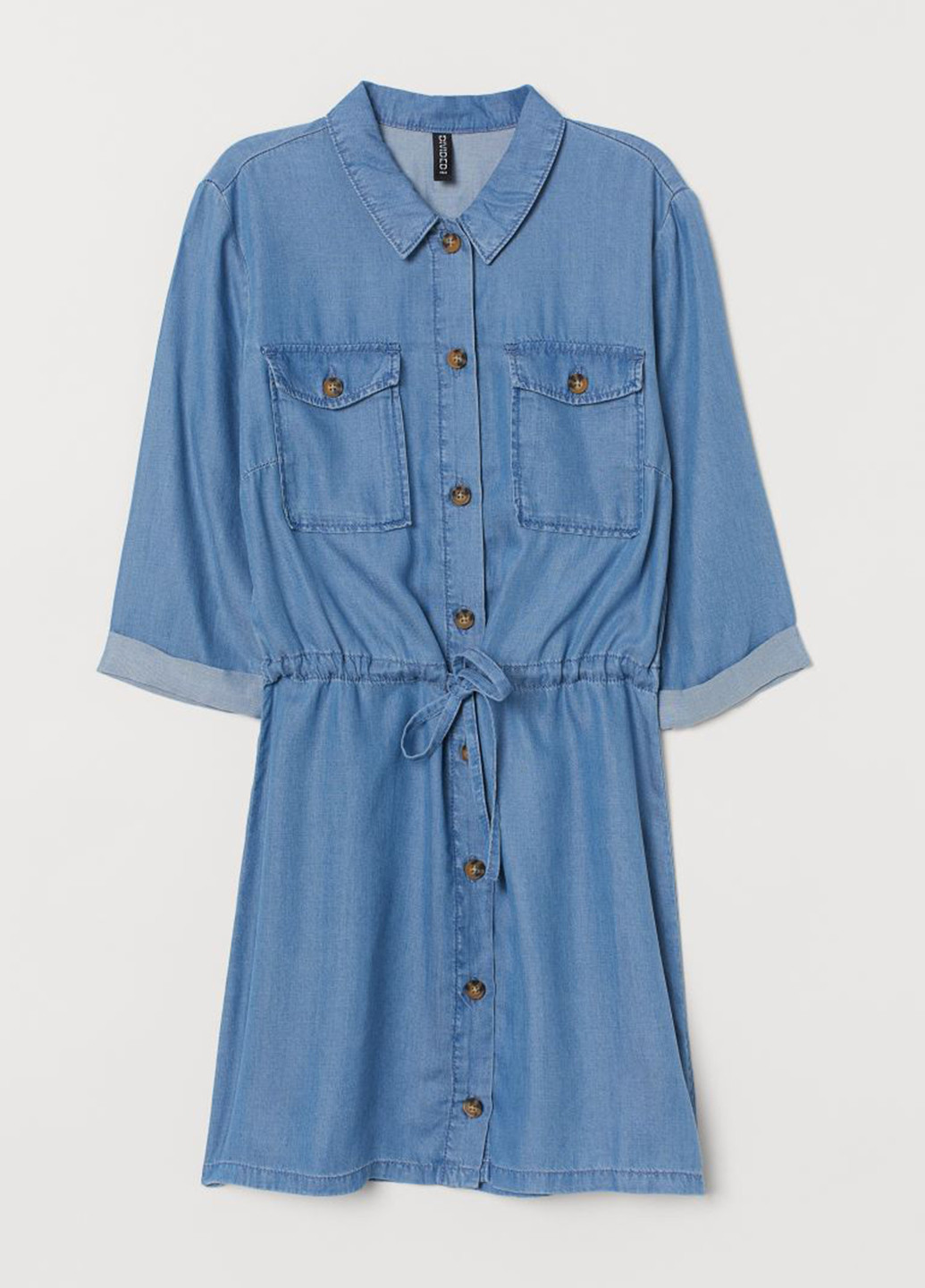 Темно-блакитна джинсова плаття, сукня сорочка H&M однотонна