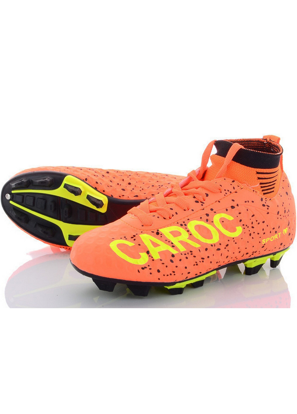 Шиповані бутси з текстильним носком STP2898X Caroc однотонні помаранчеві спортивні
