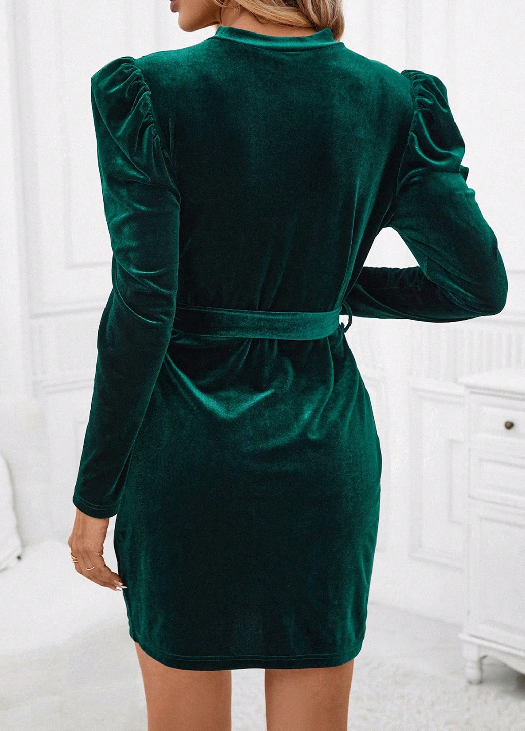 Темно-зеленое кэжуал платье SHEIN однотонное