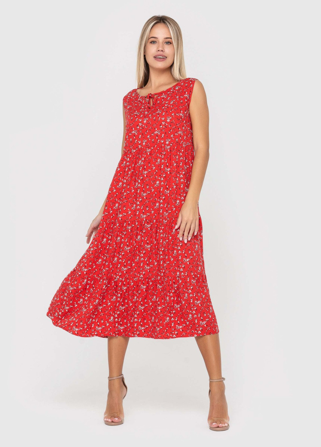 Червона кежуал сукня міді кльош, дзвін BeART з квітковим принтом