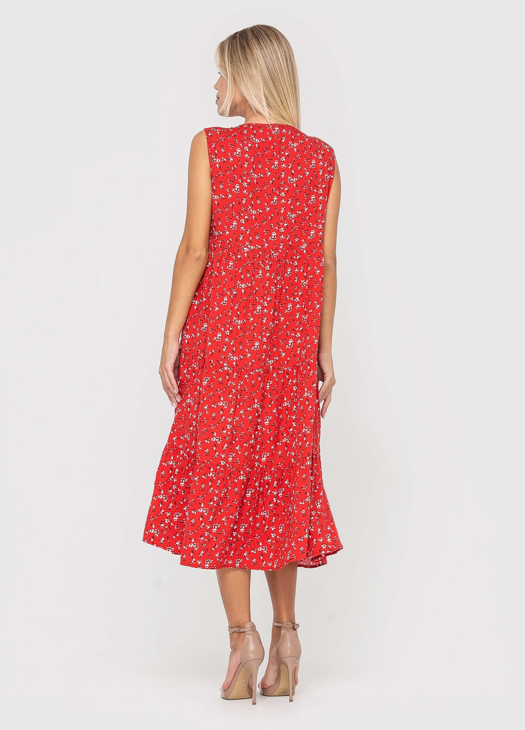Червона кежуал сукня міді кльош, дзвін BeART з квітковим принтом