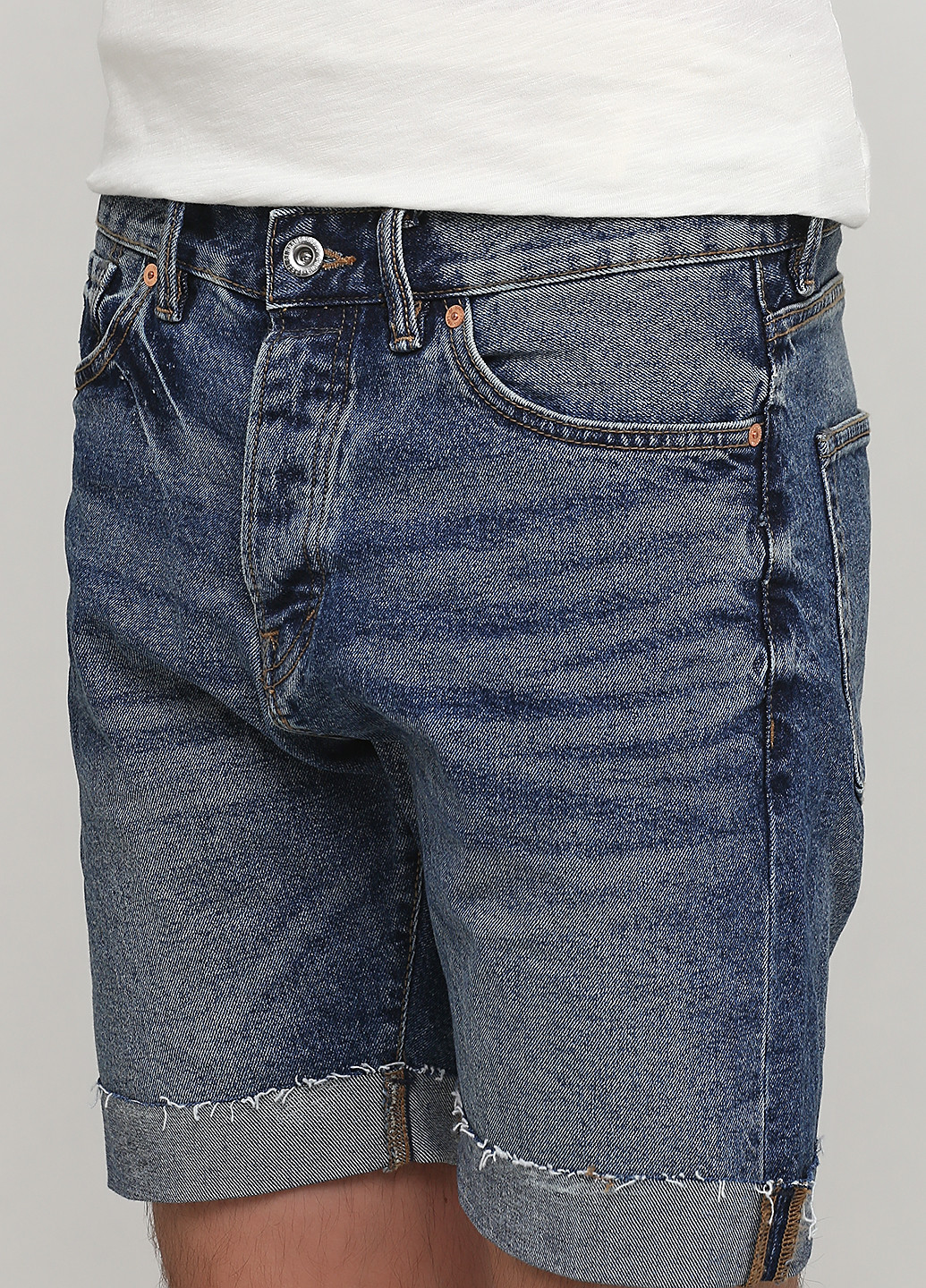 Шорты H&M однотонные тёмно-синие джинсовые хлопок