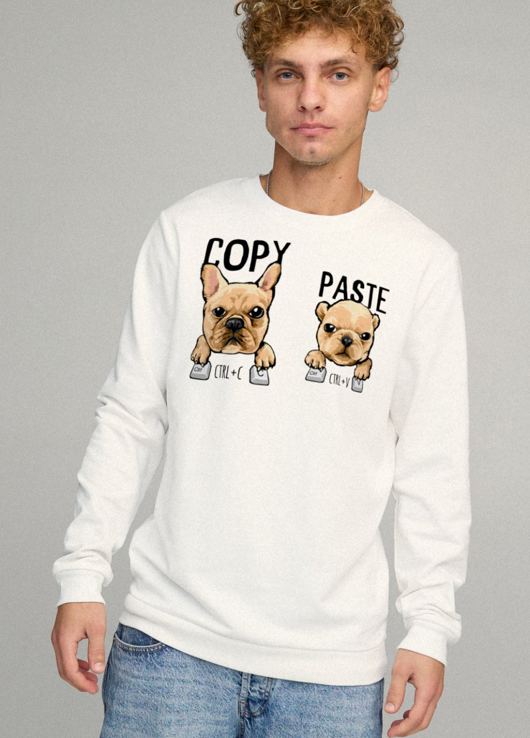 Белый свитшот мужской basic /no flis/ YAPPI рисунок (251791411)