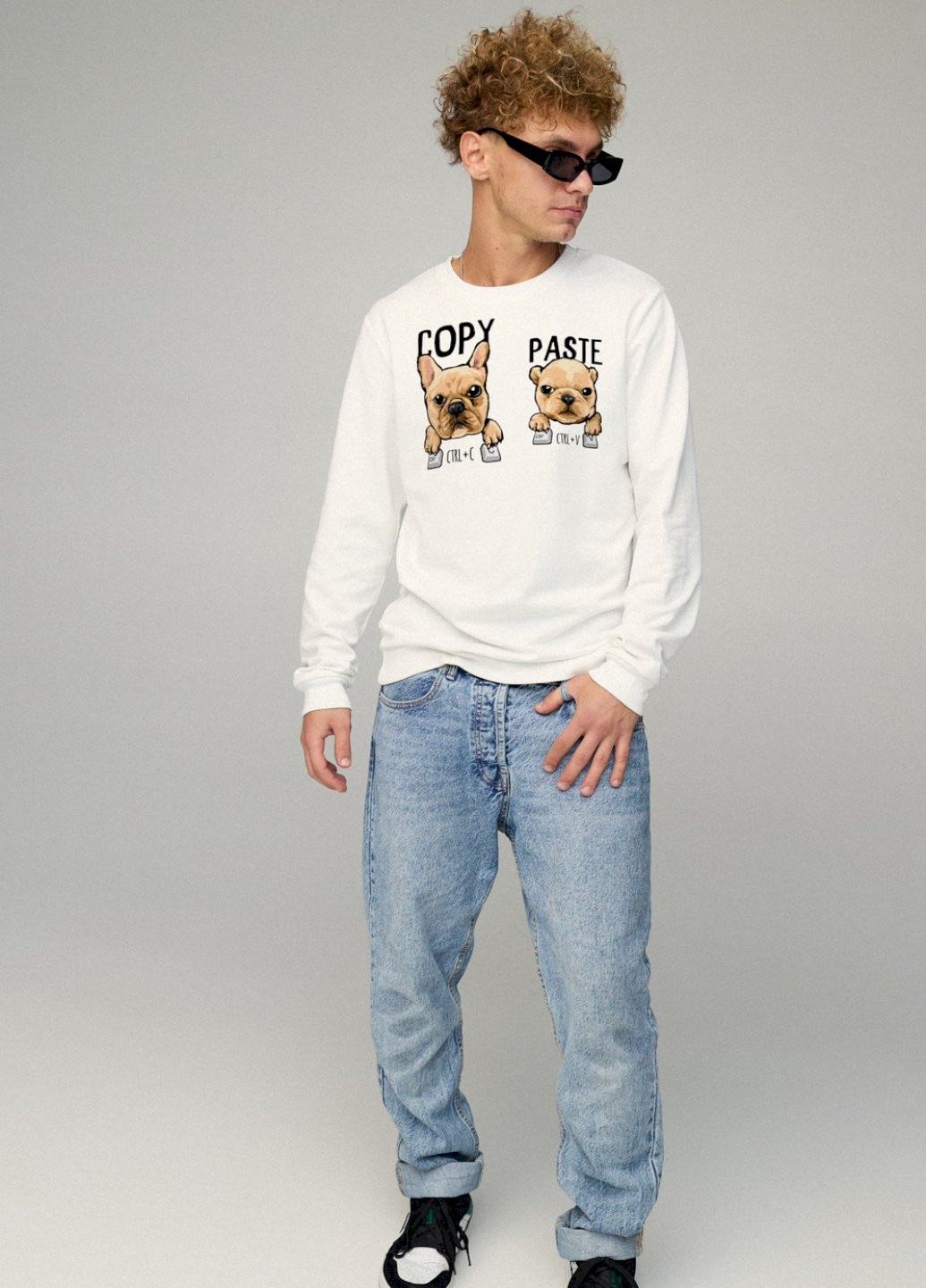 Белый свитшот мужской basic /no flis/ YAPPI рисунок (251791411)