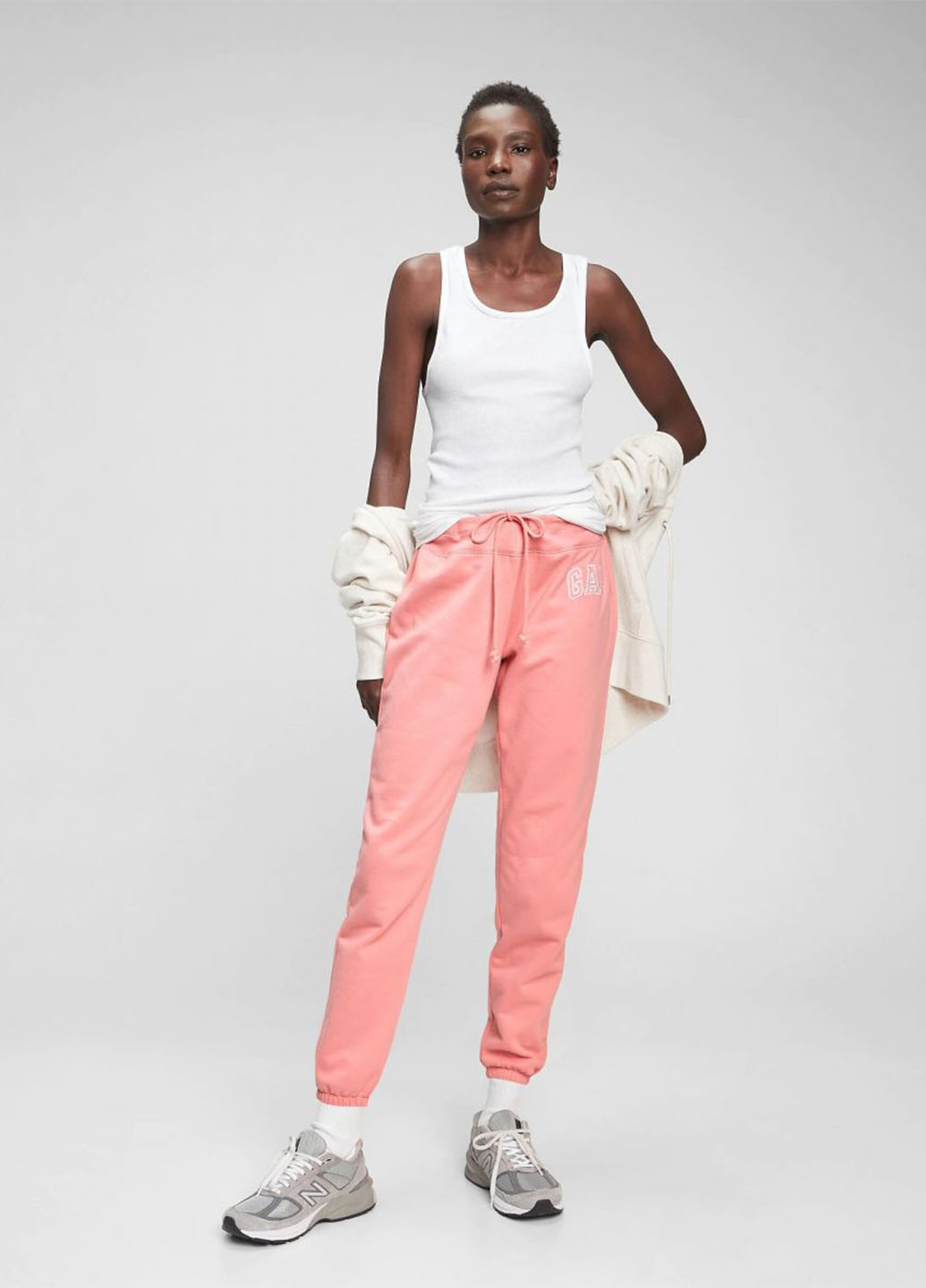 Светло-розовые спортивные демисезонные джоггеры брюки Gap