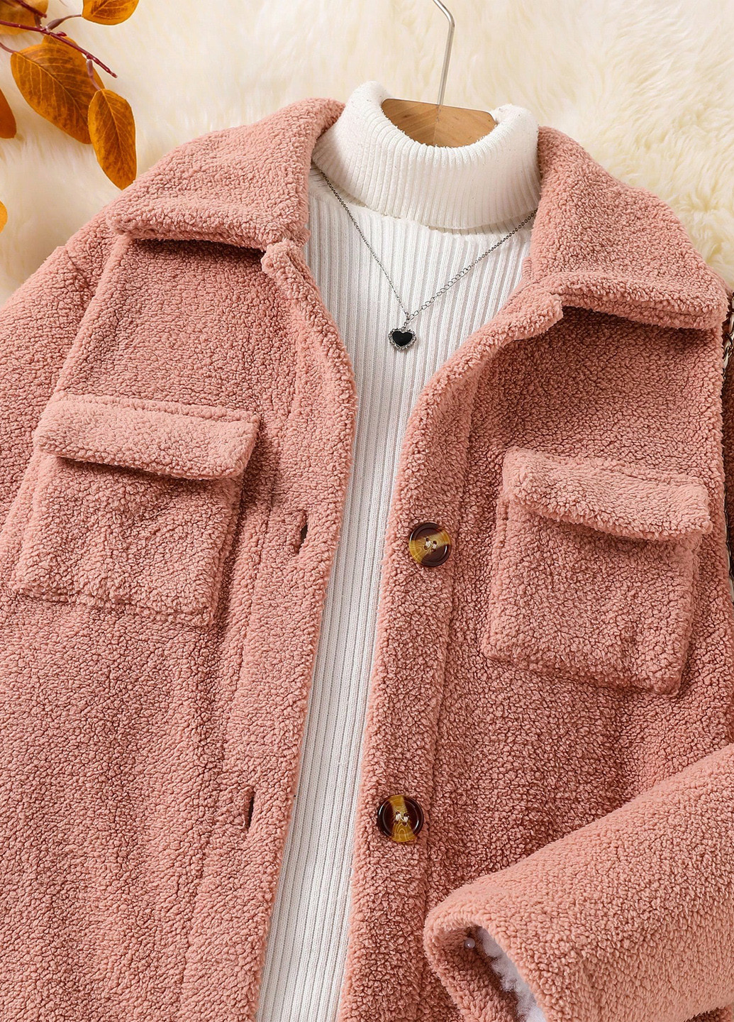 Светло-розовое демисезонное Пальто однобортное SHEIN