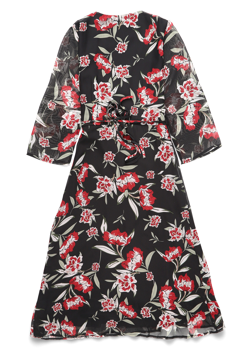 Черное кэжуал платье на запах Kiomi с цветочным принтом