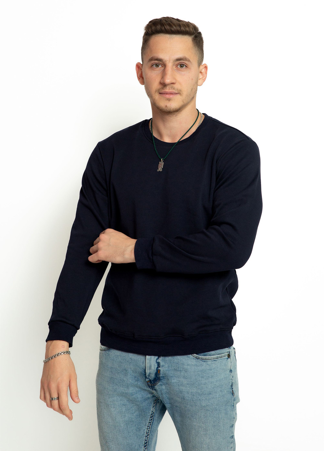 Темно-синий свитшот Time of Style однотонный без декора (306717112)