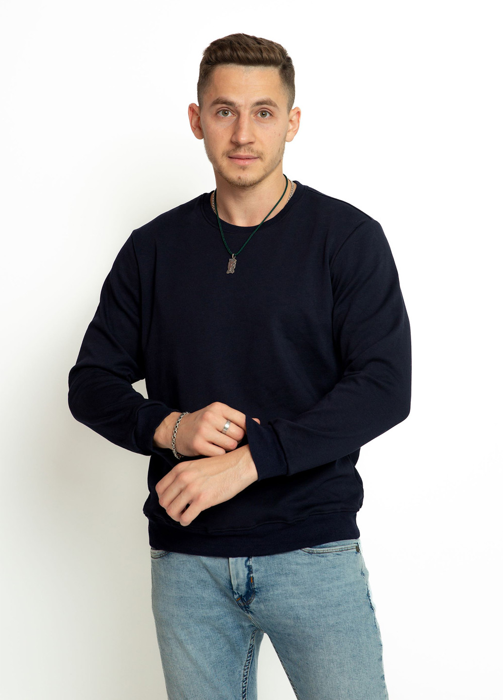 Темно-синий свитшот Time of Style однотонный без декора (306717112)