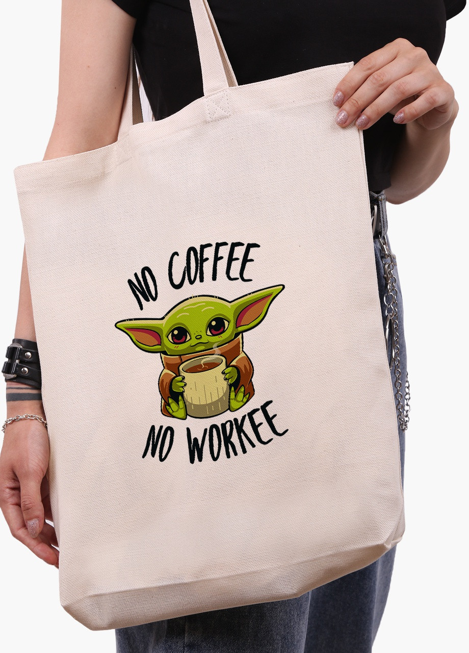 Еко сумка шоппер біла Бейбі Йода (Baby Yoda The Mandalorian) (9227-1987-WTD) Еко сумка шоппер біла 41*39*8 см MobiPrint (215943801)