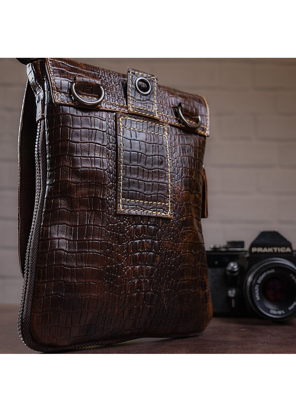 Чоловіча шкіряна сумка 21х17х1 см Vintage (242188673)