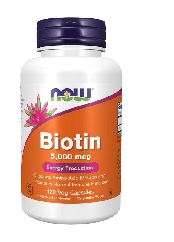 Биотин Biotin 5000 mcg 120 veg caps Now (254953056)