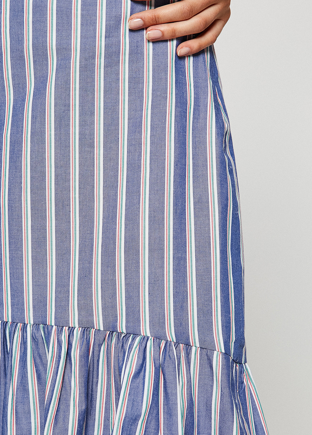 Светло-синяя кэжуал в полоску юбка KOTON а-силуэта (трапеция)