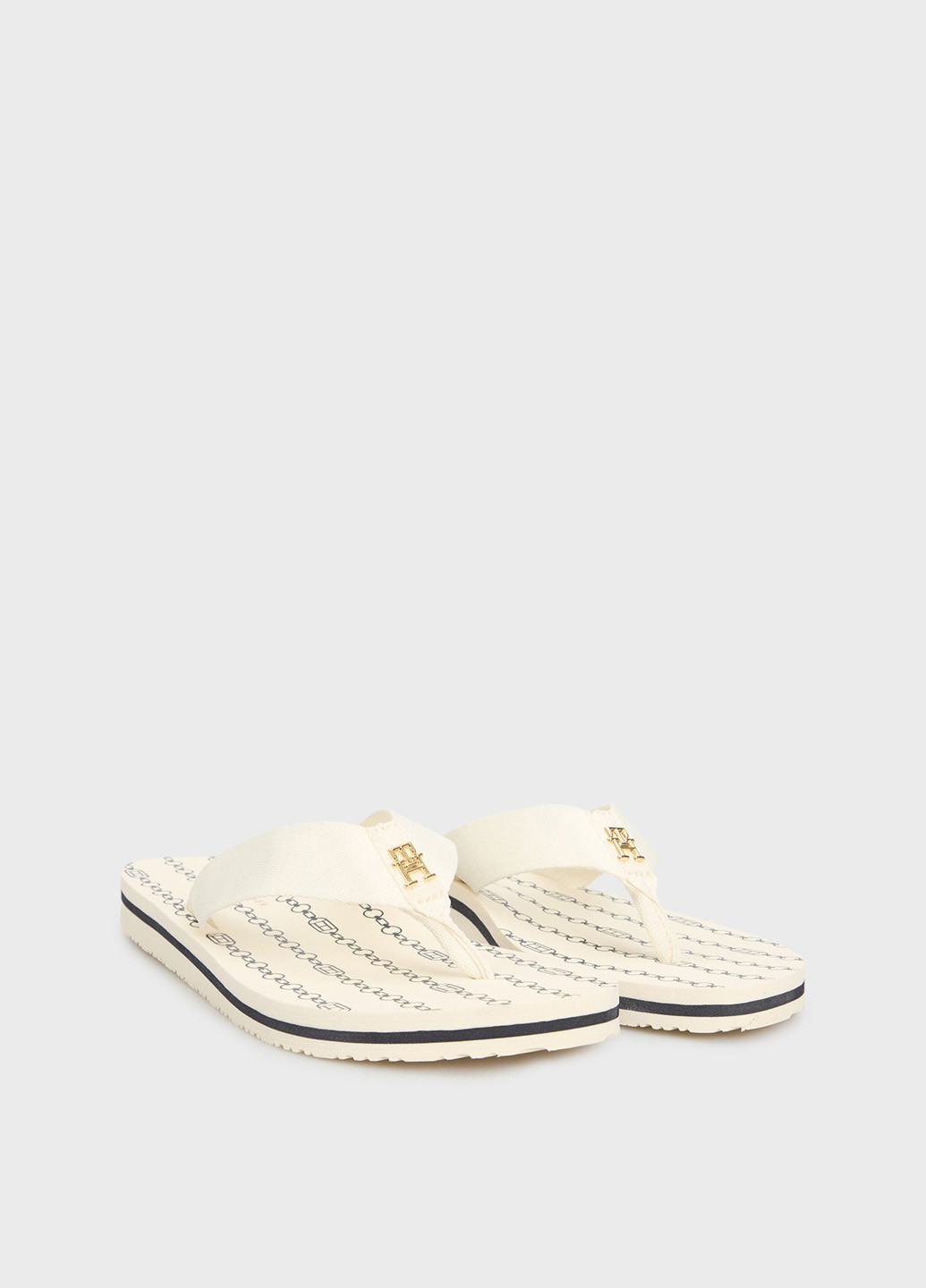 Молочные пляжные вьетнамки Tommy Hilfiger с логотипом