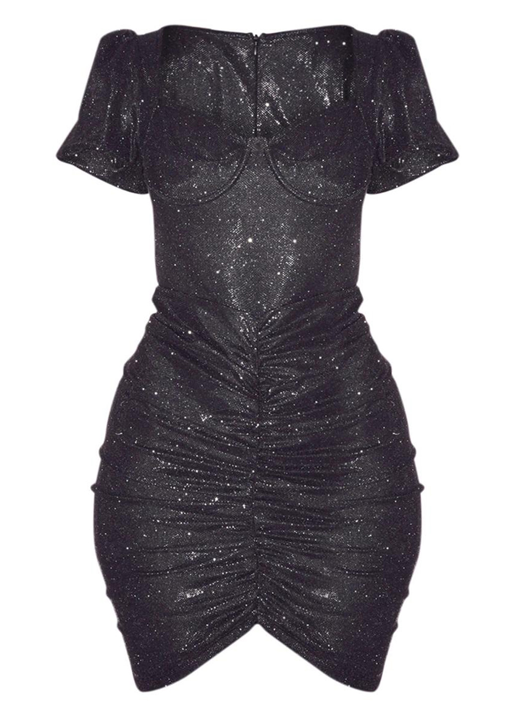 Чорна коктейльна сукня PrettyLittleThing однотонна