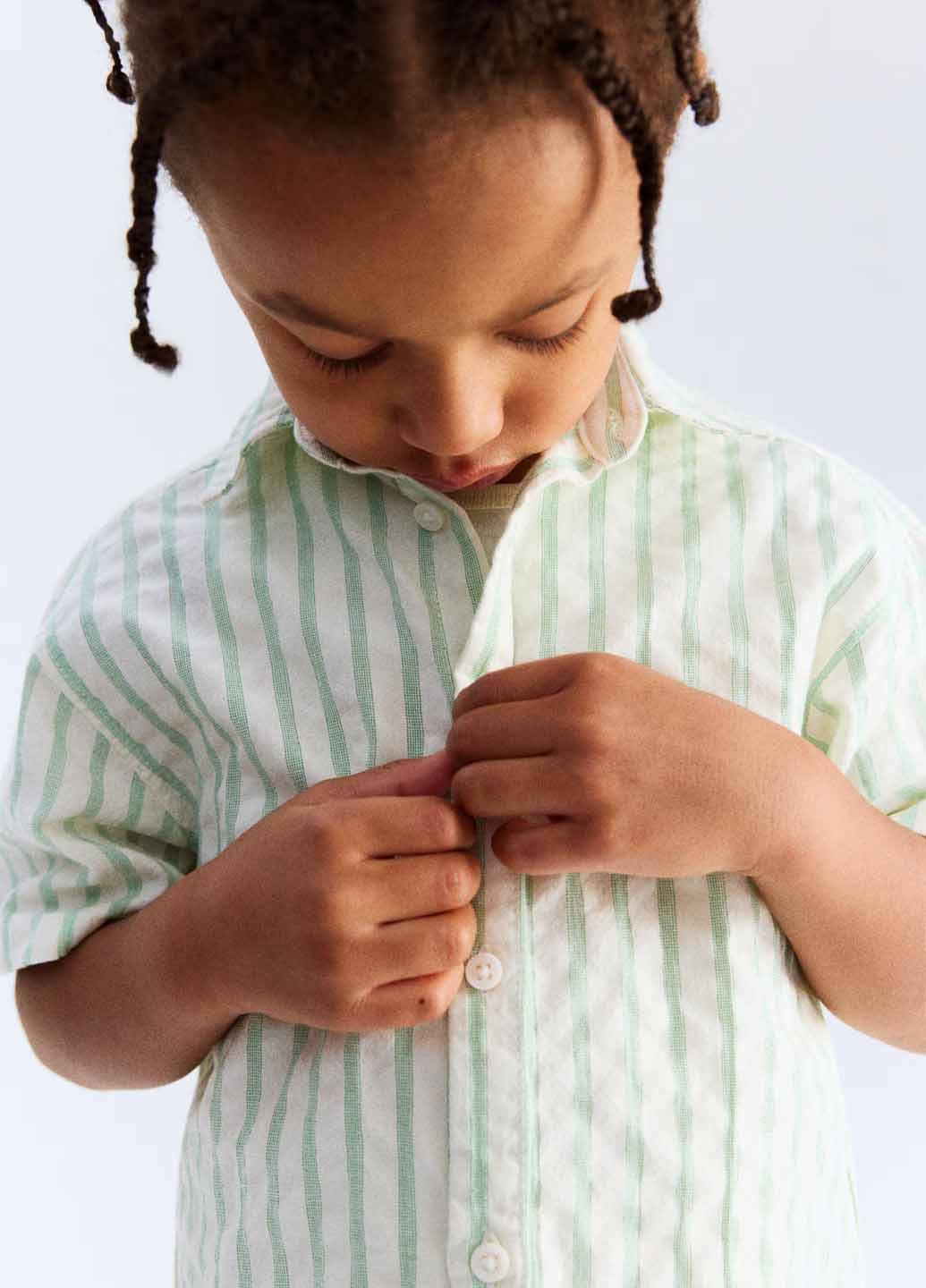 Молочная кэжуал рубашка в полоску H&M