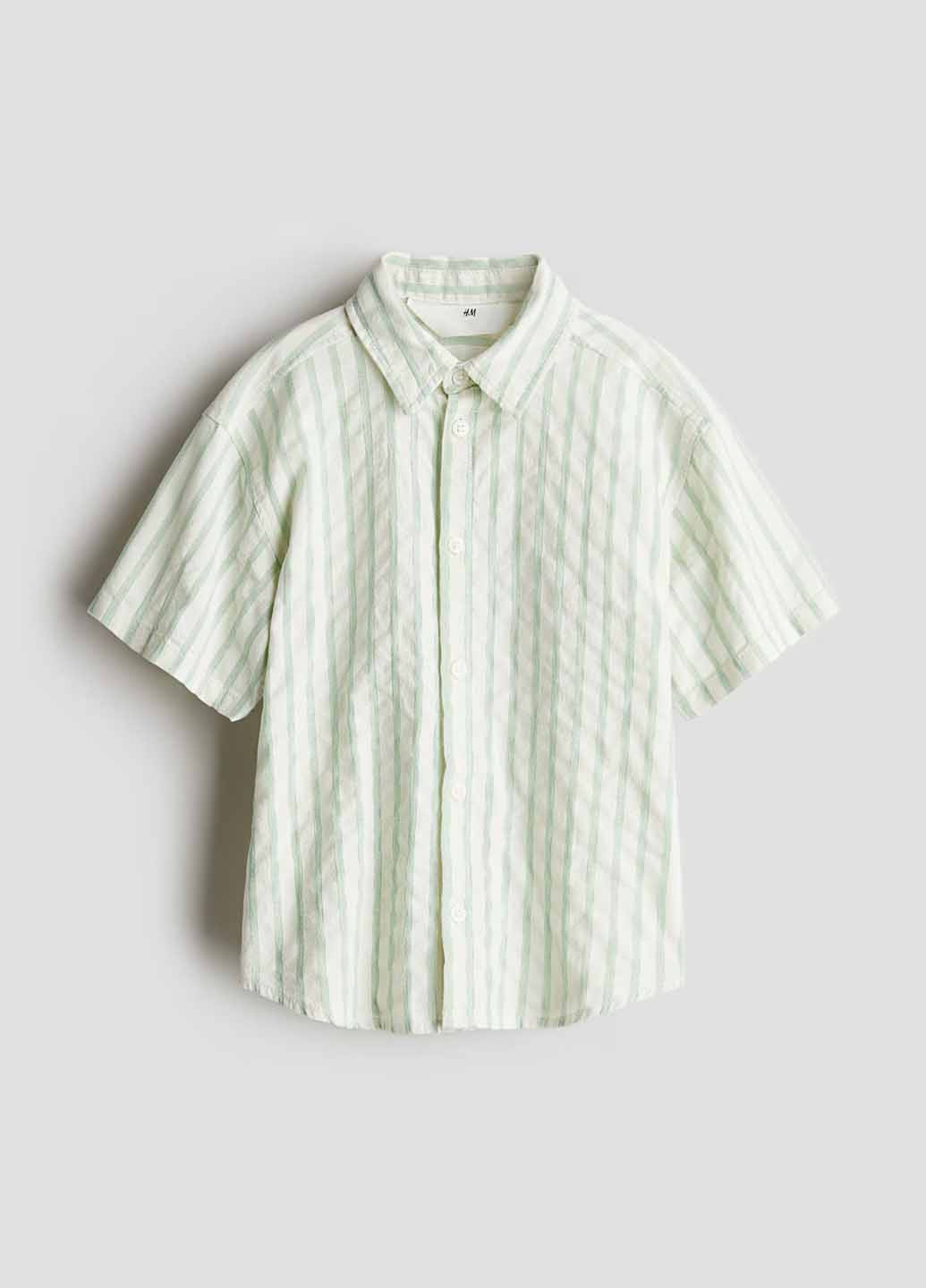 Молочная кэжуал рубашка в полоску H&M