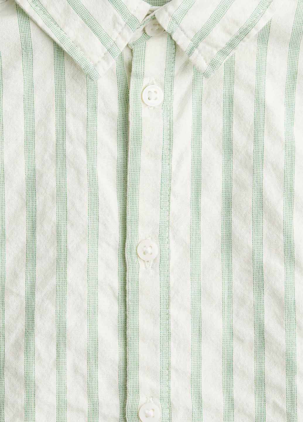 Молочная кэжуал рубашка в полоску H&M