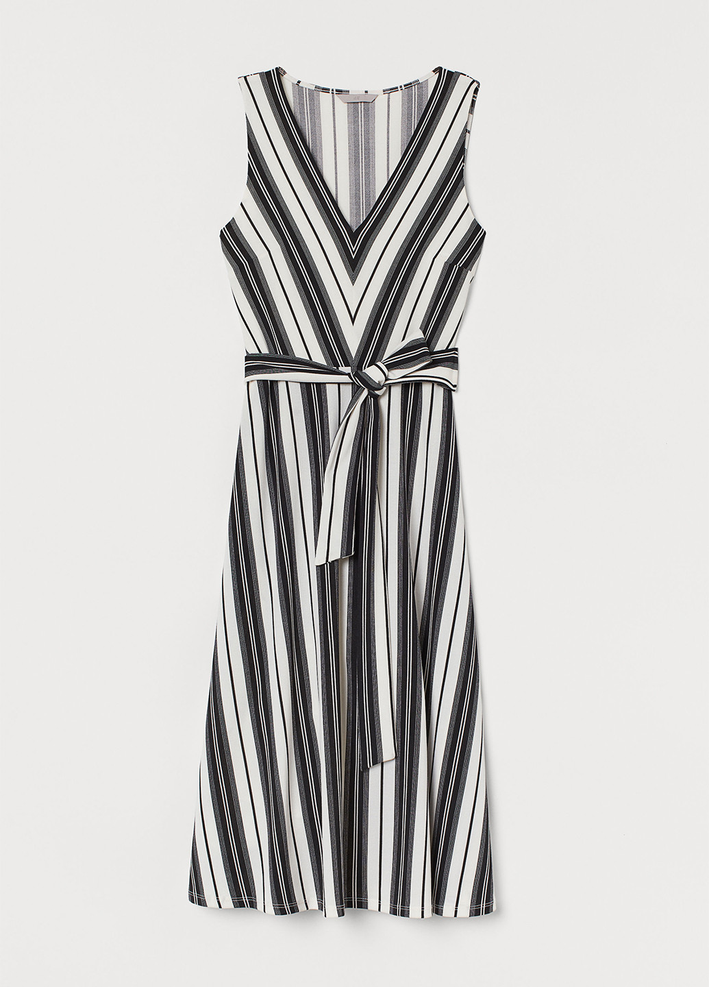 Черно-белое кэжуал платье а-силуэт H&M в полоску