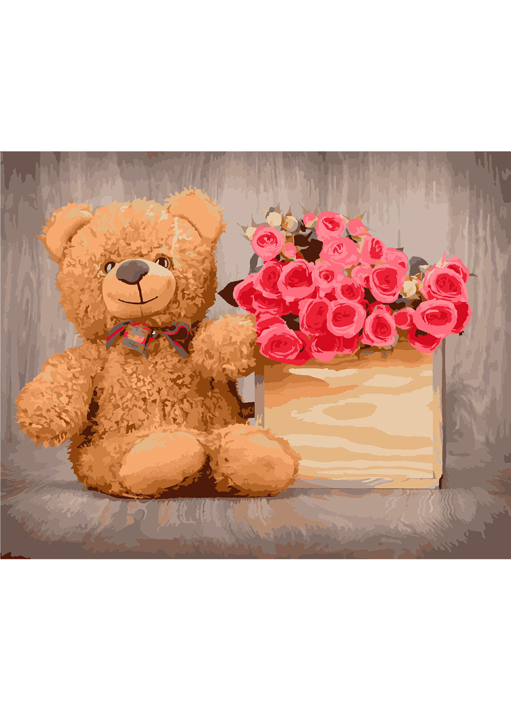 Картина по номерам "Ведмедик з квітами" 40х50 см ArtStory (252127257)