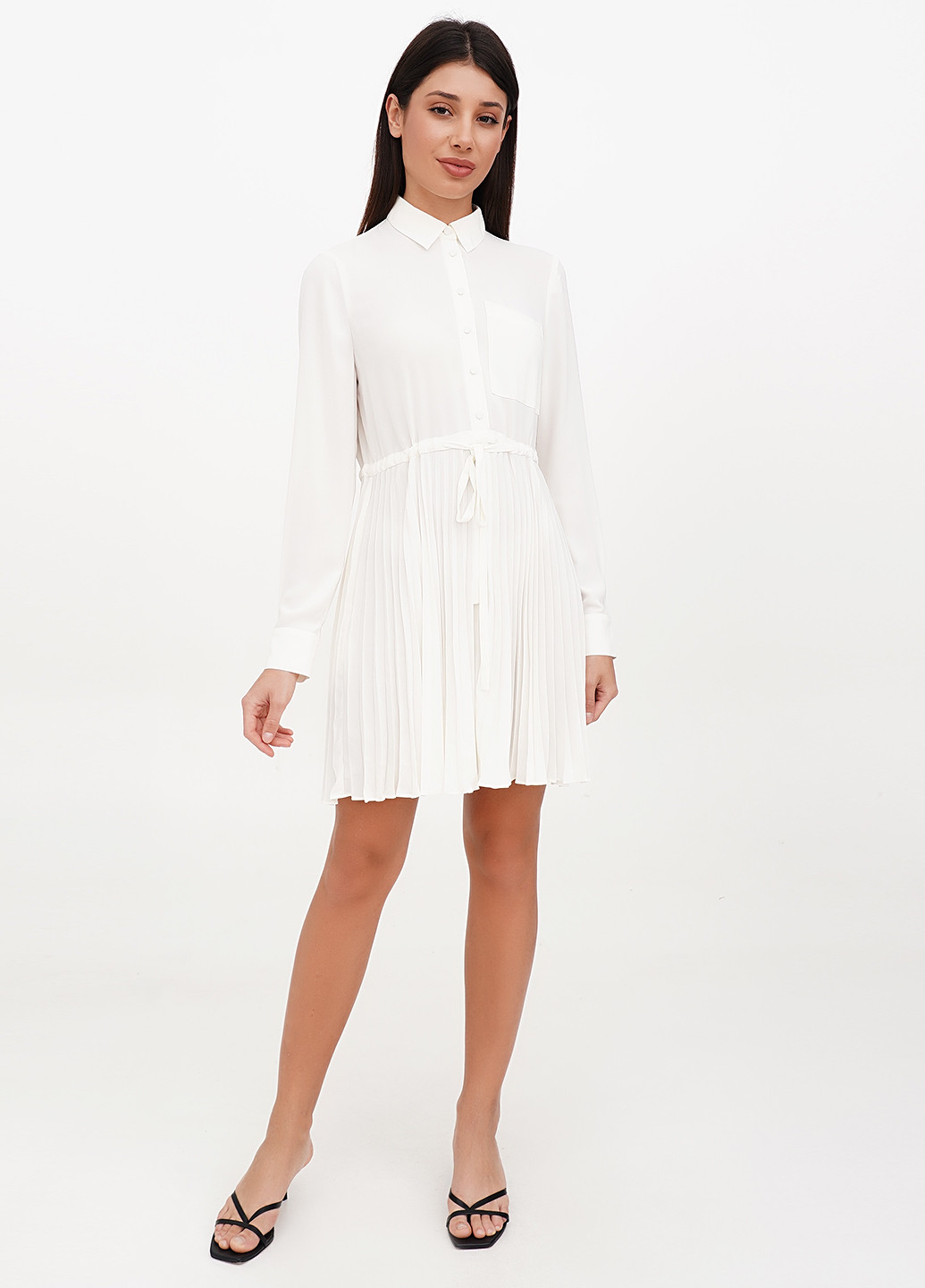 Айвори кэжуал платье плиссированное J.Crew однотонное