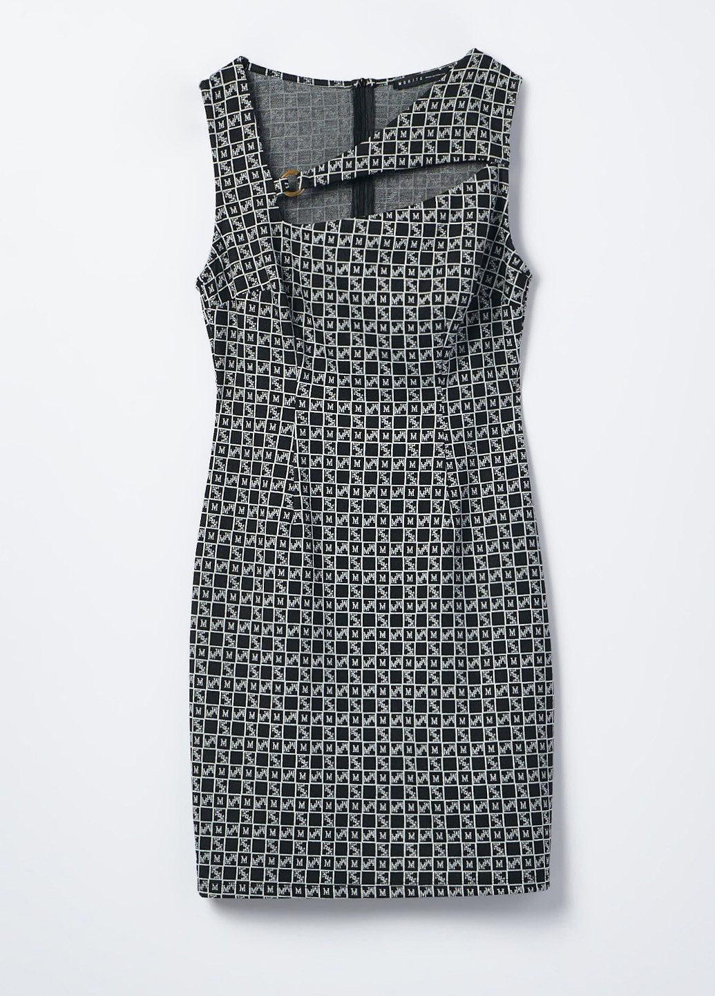 Черно-белое кэжуал платье Mohito с геометрическим узором