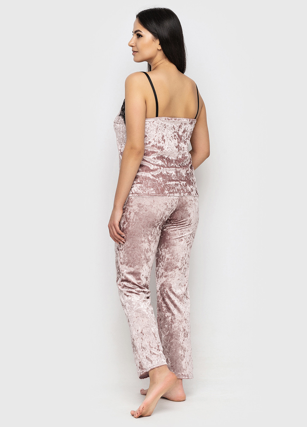 Світло-рожевий демісезонний комплект (майка, штани, халат) Ghazel