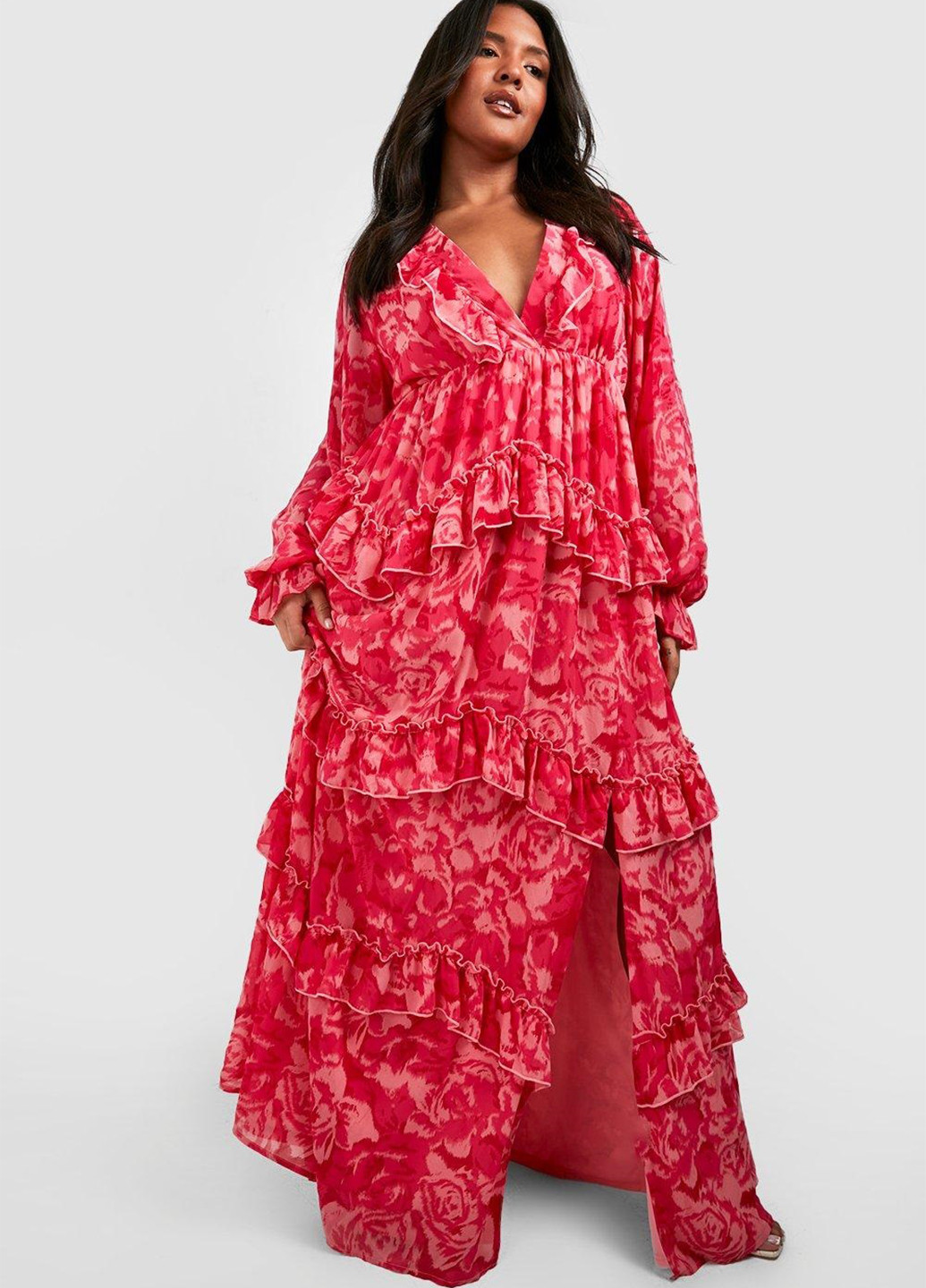 Рожева святковий, кежуал сукня в стилі армпір Boohoo з квітковим принтом