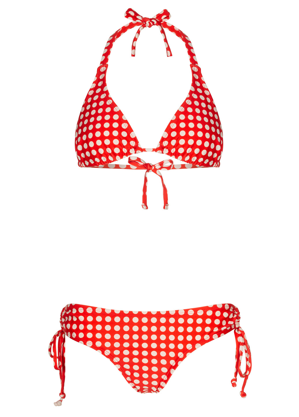 Червоний літній купальник в горох роздільний, бікіні, халтер Beach Panties