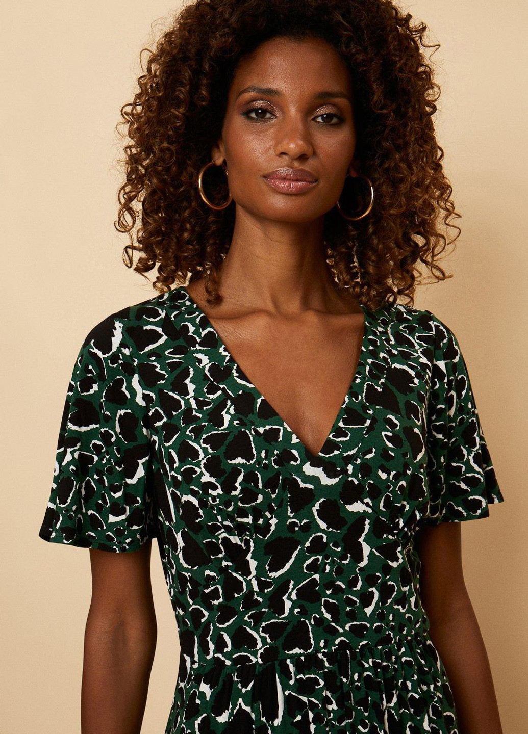 Зеленое кэжуал платье а-силуэт Wallis сердечки