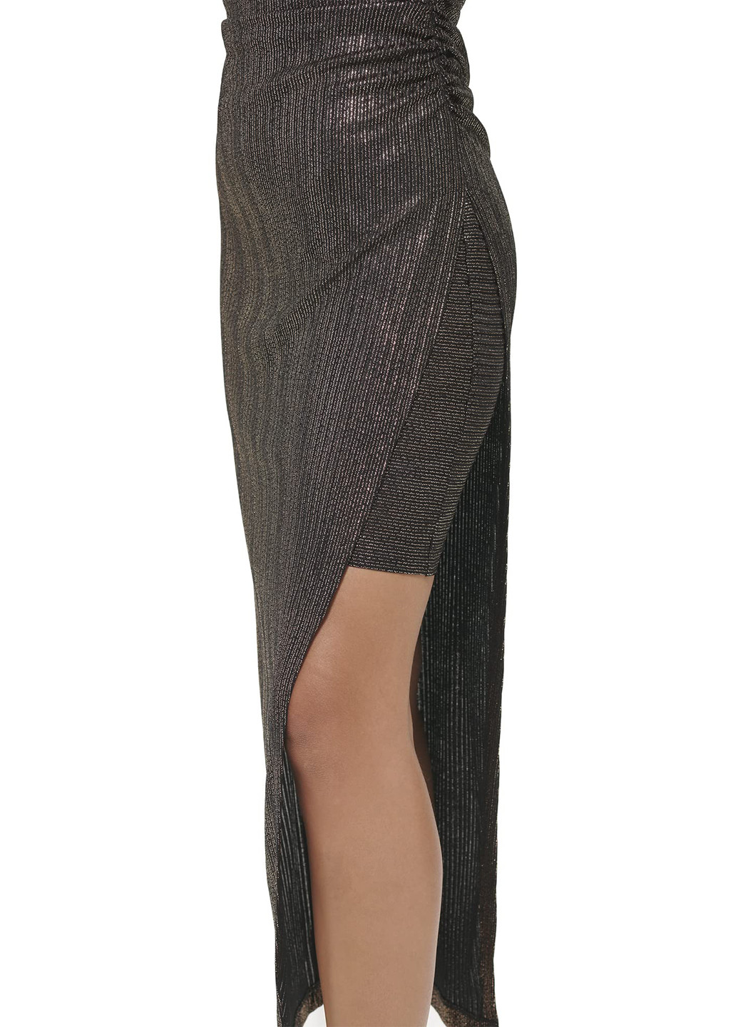 Черное вечернее платье на одно плечо Guess однотонное