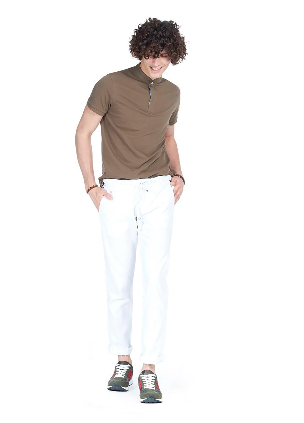 Белые кэжуал летние со средней талией брюки Alcott