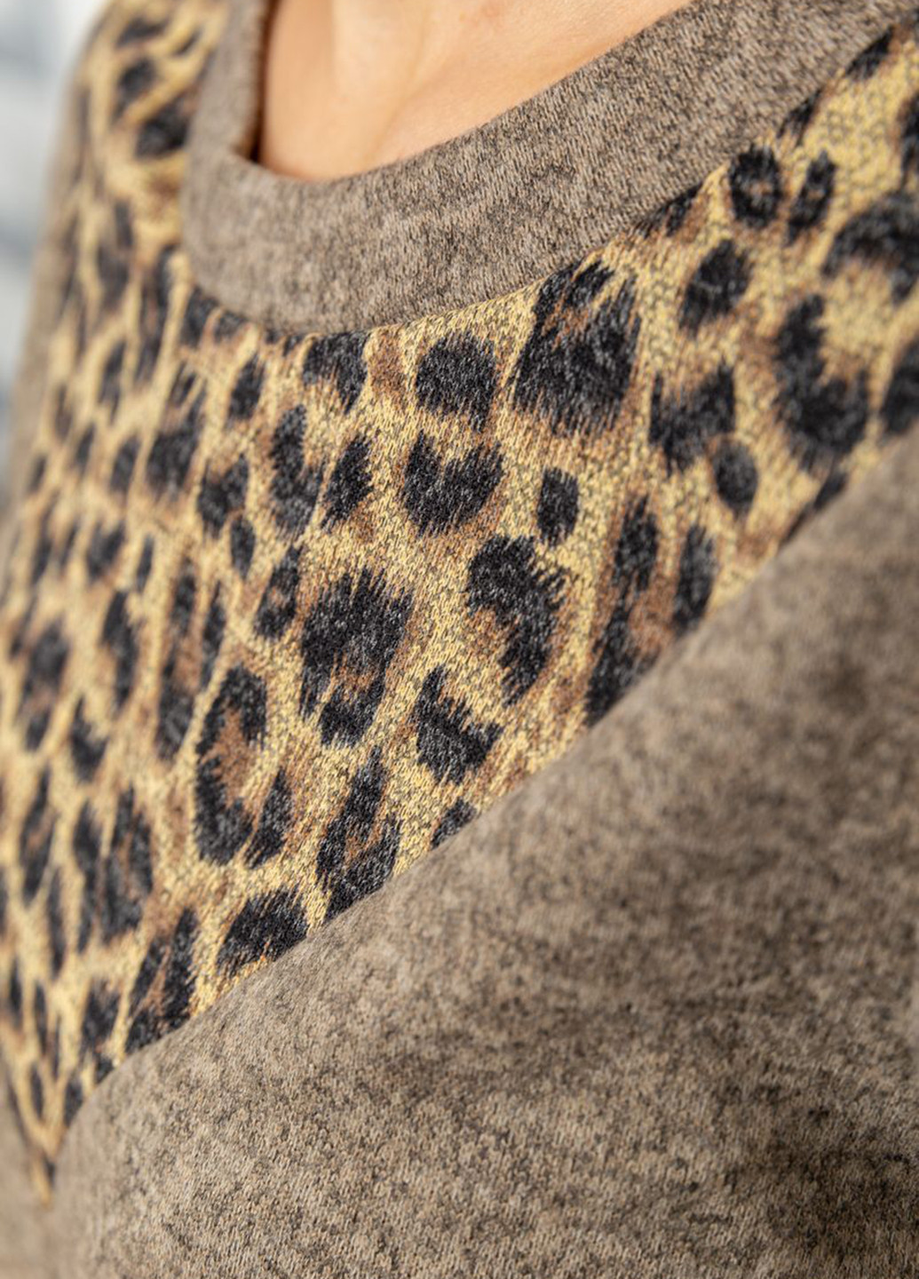 Світшот Ager - Прямий крій леопардовий бежевий кежуал трикотаж, бавовна - (254805813)