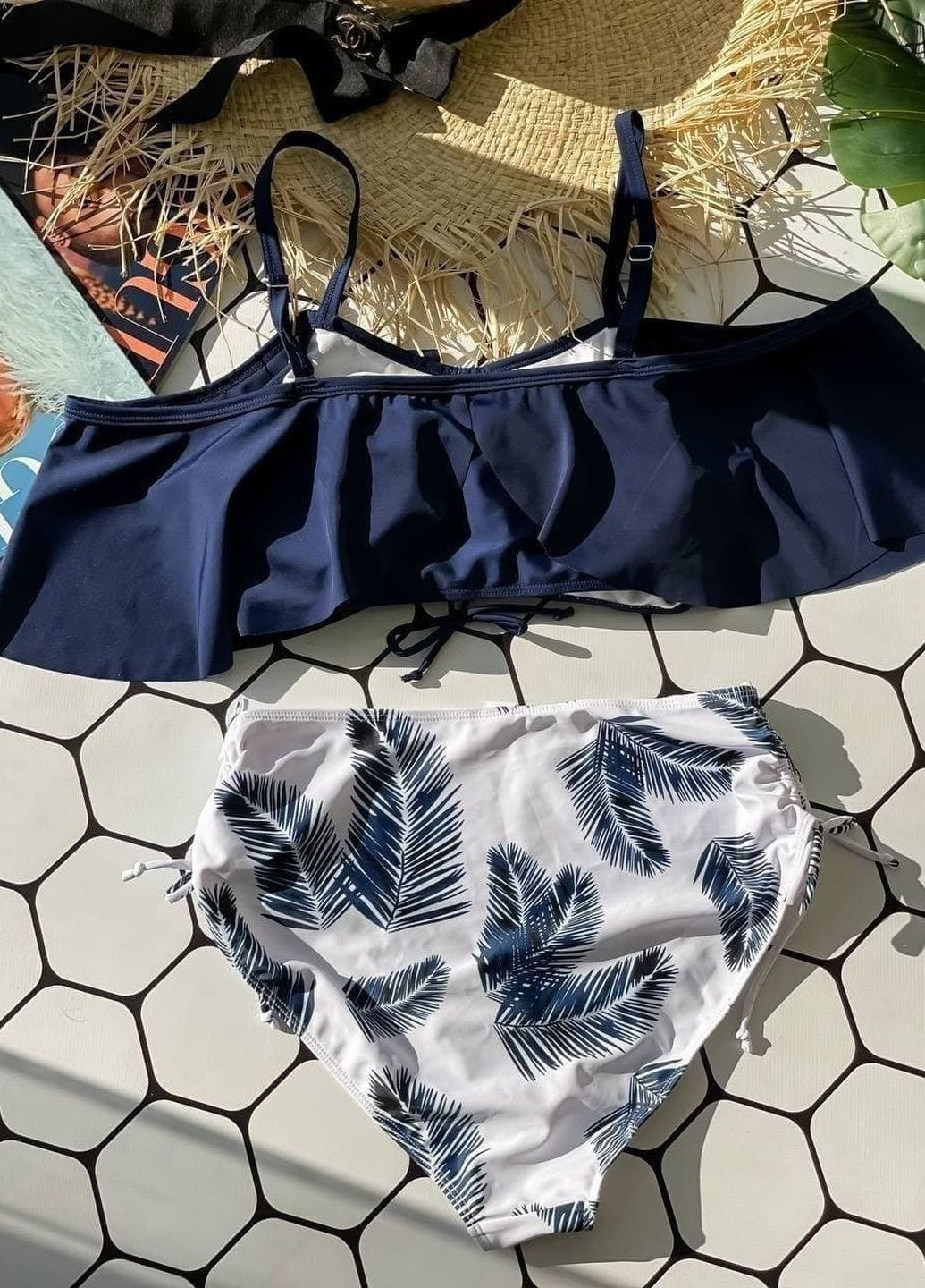 Синий купальник с топом в подарочной упаковке FitU