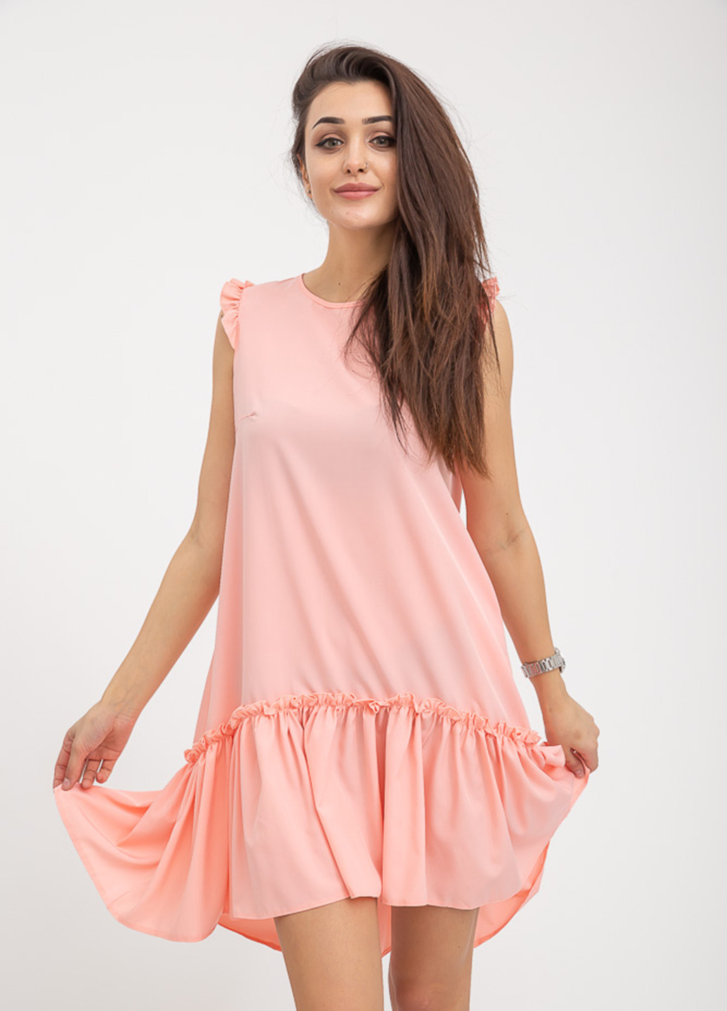 Персиковое кэжуал платье Ager однотонное