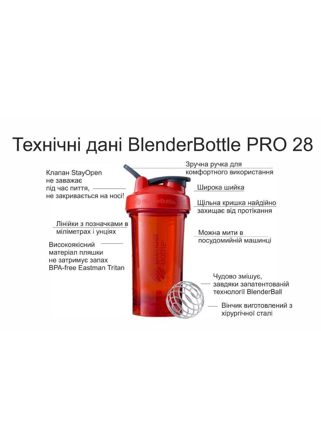 Спортивная бутылка-шейкер 820 мл Blender Bottle (232677870)