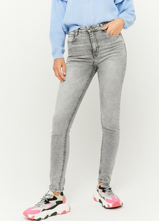 Джинси Tally Weijl Skinny Jeans - WOVEN HW SKINNY DENIM скінні однотонні сірі джинсові бавовна