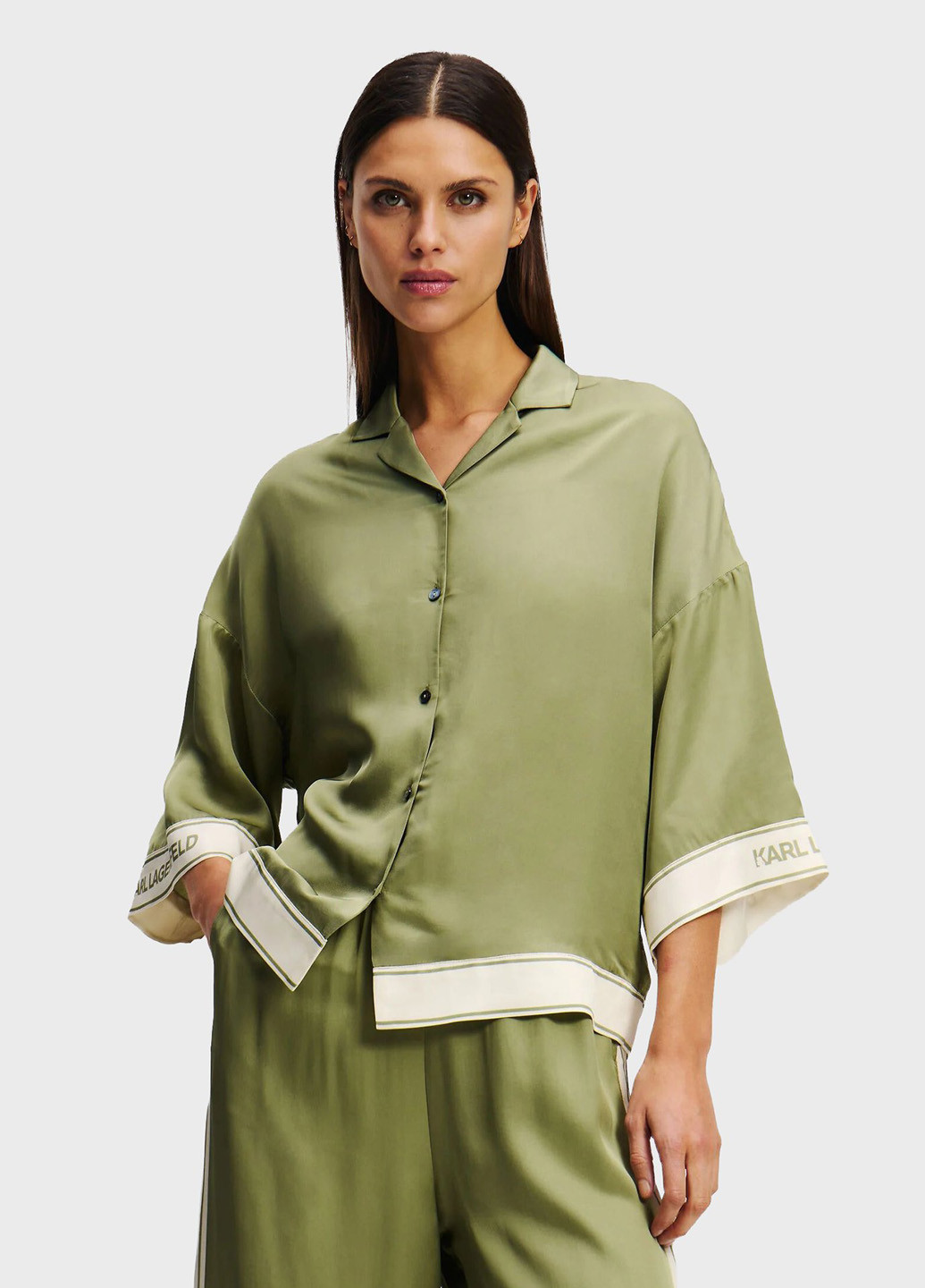 Оливкова блуза Karl Lagerfeld