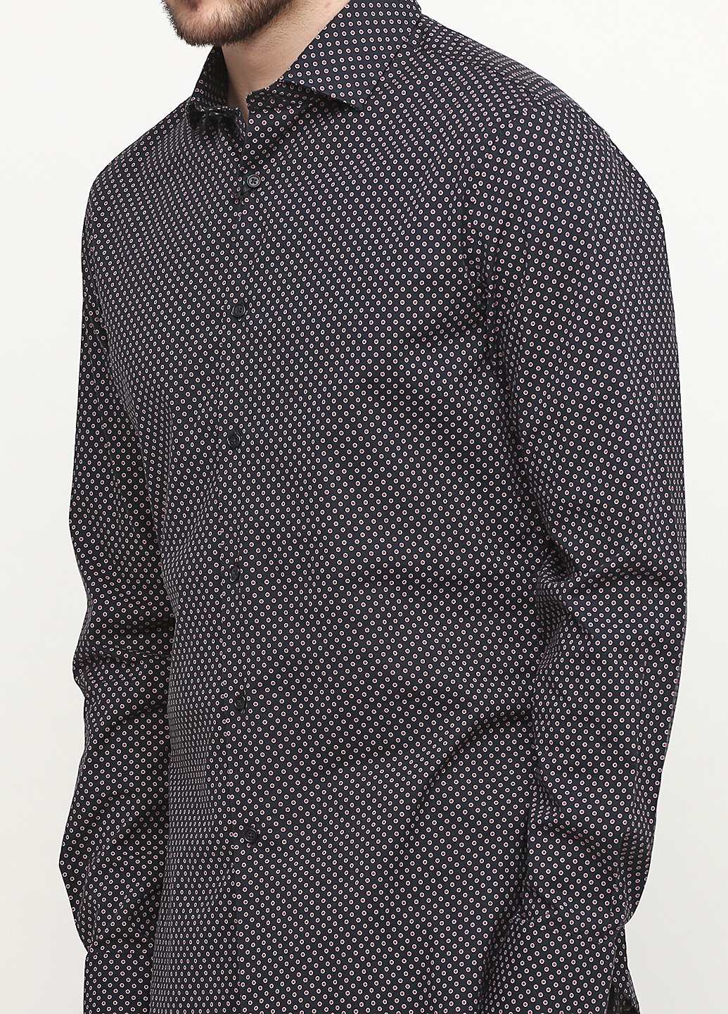 Черная кэжуал рубашка в горошек Guess by Marciano с длинным рукавом