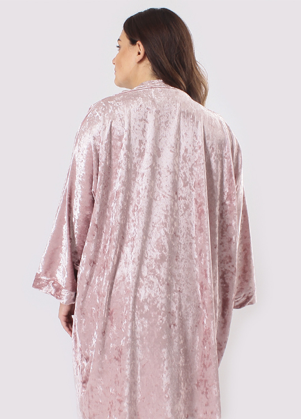 Пудровий демісезонний комплект (нічна сорочка, халат) Ghazel