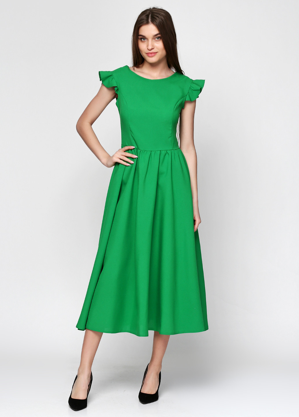 Зеленое кэжуал платье Gator однотонное