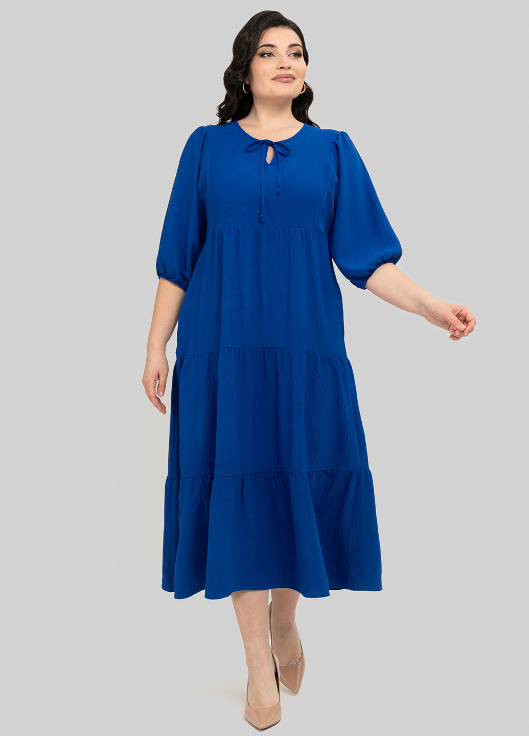 Синее кэжуал платье в стиле ампир A'll Posa однотонное