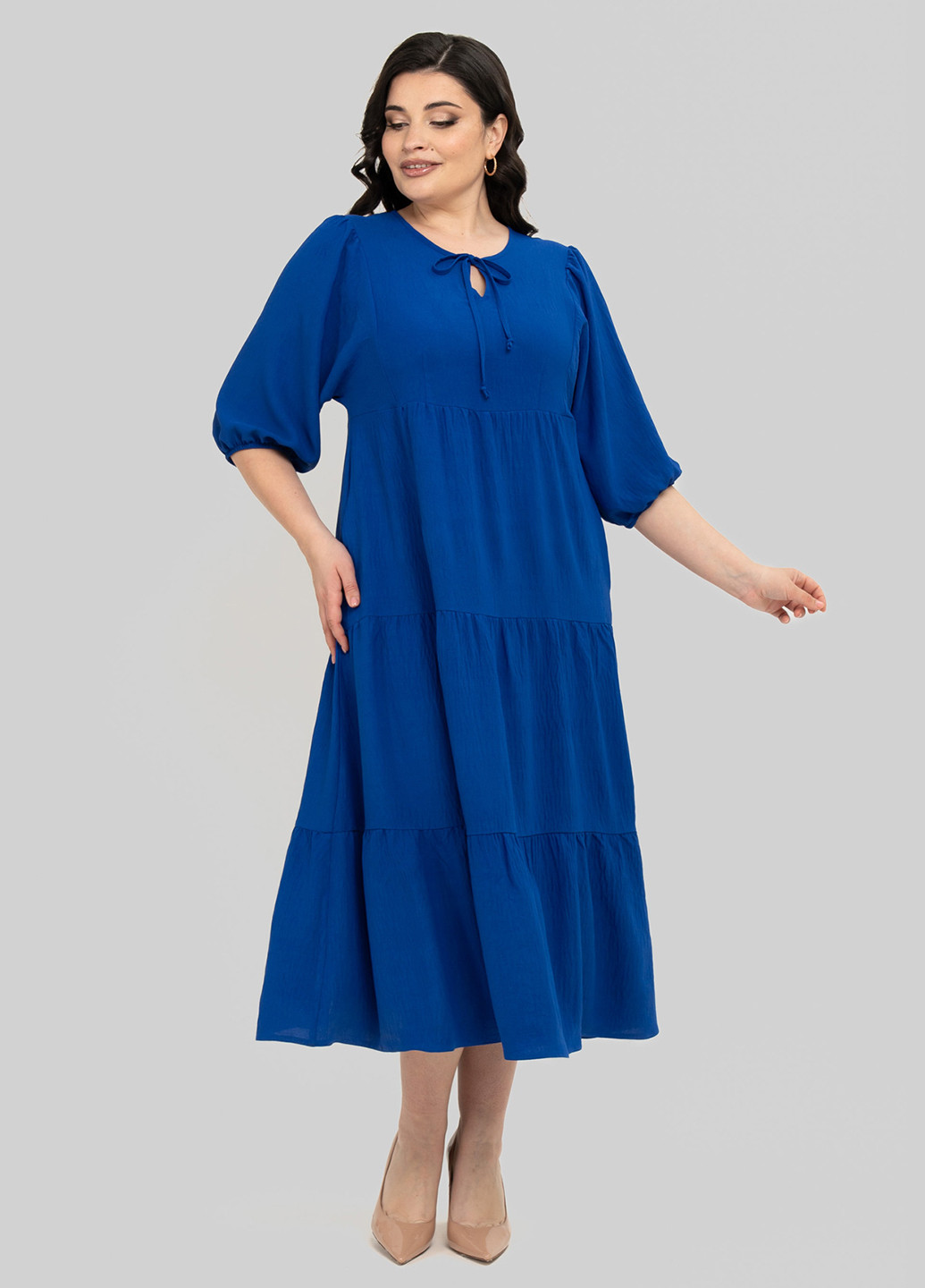 Синее кэжуал платье в стиле ампир A'll Posa однотонное