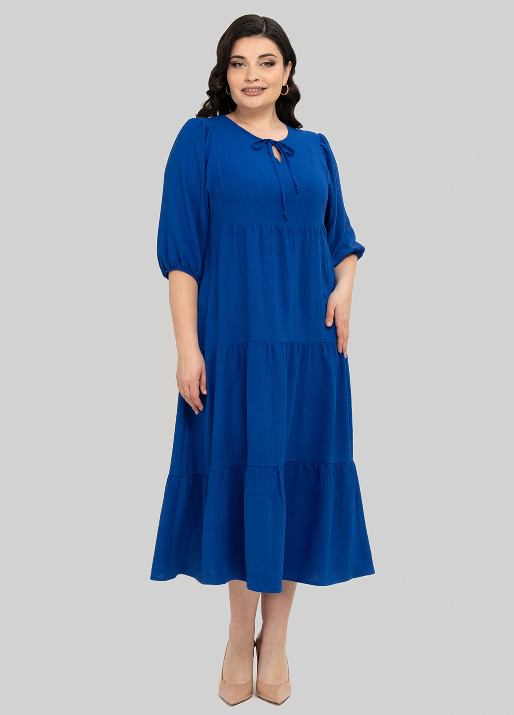 Синее кэжуал платье в стиле ампир A'll Posa однотонное