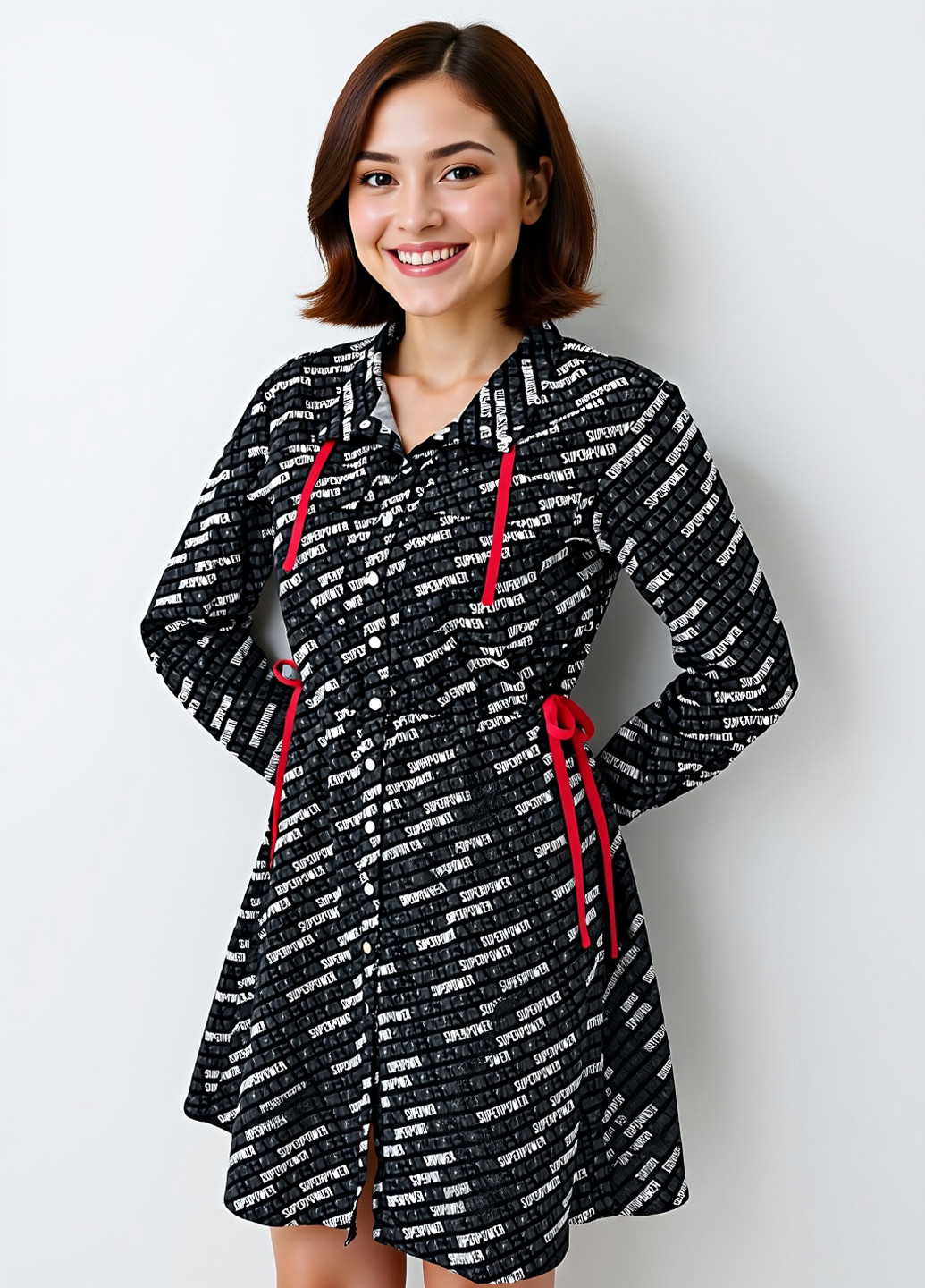 Черное кэжуал платье рубашка Mohito с надписью